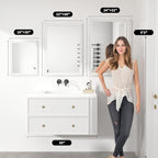 White Wood Effect Framed Wall Mirror, 22x30 Rectangle Mirror, 1/8" Anti-desilvering Tempered Glass, Sustainable& Sturdy Frame, Anti-Rust, HD Reflection &3min Fast Setup for Bathroom Living Room