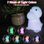 LEDHOLYT LED Cute Dinosaur Night Light, Cute Silicone Dinosaur Lamp and Animal NightLight, LED Squishy Animal Light for Sleep, Kawaii Bedside Lamp Room, Rechargeable Bedside Touch Silicone Lamp