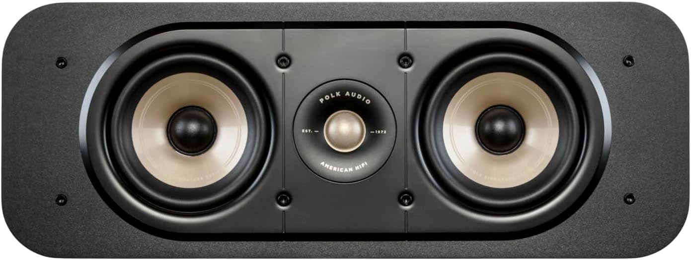 Polk Signature Elite ES30 Center Channel Speaker, Home Theater Speakers, Hi-Res Audio Certified, Dolby Atmos & DTS:X Compatible, 1" Tweeter & Two 5.25" Woofers, Dual Power Port Bass, Stunning Black