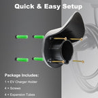 LEISHENG ENERGY EV Charger Holder Wall Mount, SAE J1772 Nozzle Holster Dock and Cable Hook Set, Electric Vehicle Charging Plug Holder Organizer with Screws