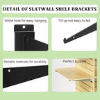 12 Pack Slatwall Knife Shelf Brackets 14 inch, Heavy Duty Slatwall Shelf Bracket Bulk Floating Metal Slatwall Accessories with Lip for Shelving Display Garage,Market and Home Mounting Supplies