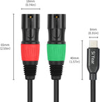 SiYear USB C to Dual XLR Male Audio Cable, Type C to 2 XLR Male Adapter Stereo Power Amplifier Cable for Connecting Smartphones USB C to Active Speaker, Laptops,Mixer Console（3.3FT/1M