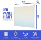 2x2 LED Flat Panel Lights for Drop Ceiling, Troffer Replacement Light Fixture, 4400 LM, Selectable Features, 20W/25W/30W/35W/40W, 3000K/3500K/4000K/5000K/6500K, Dimmable (0-10V) ETL/DLC (4-Pack)