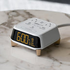 Brandstand CubieTime Zen White | Alarm Clock Charger with White Noise and Sunrise Alarm | 2 USB-C Ports | 2 Tamper Resistant Outlets |Night Light