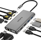 USB C Laptop Docking Station Dual Monitor HDMI for Dell HP 11 in 1 Type USB C Hub Triple Display Multiport Adapter Dongle to 2 HDMI 4K Ethernet 4 USB PD SD TF VGA for MacBook Lenovo Surface