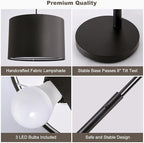 Fansdrick Floor lamp with Remote, 3 Light Arc Floor Lamps for Living Room, 2400LM Tall Standing Floor Lamps with Black Shades, 80" Large Floor Lamp for Bedroom, Office