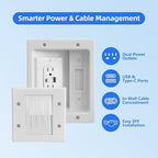 GEVINFA in-Wall TV Cable Management Kit with Power, Dual Outlets, USB-A & USB-C Ports, 9ft/109in Cord, Includes Wall Cutting Tools, Hide TV Wires for Clean Home Theater Setup