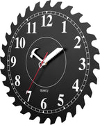 CIGERA 12 Inch Wall Clock with Circular Saw Blade Dial, Handsaw and Hammer Pointer,Great Decor for Home,Workshop and Man Cave (Black)