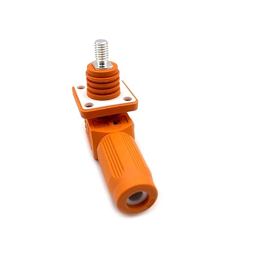 400A Battery Energy Storage Connector, 150mm² High Current Connectors IP67 Waterproof Stud Wiring Power Adapter Quick Plug Terminal Right Angle Plug and Socket （1500V Orange