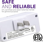 Fosmon 7 Day Digital Timers for Electrical Outlets, Indoor Plug-in Light Timers Switch Programmable, Electric Wall Plug for Lamp, Grow Reptile Lights, Aquarium, 15A/1875W, Grounded