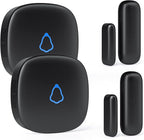 METAK Wireless Door Chime, Door Open Contact Sensor Alarm with 500 FT Range, 58 Chimes and 5 Volume Levels for Business/Store/Home/Office When Entering, 2 Transmitter + 2 Plug-in Receiver (Black)