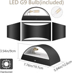 Aipsun Black Modern LED Wall Sconce Hardwired Indoor Wall Lights Set of 2 Up and Down Wall Mount Light for Living Room Bedroom Hallway Corridor Conservatory Warm White 3000K(with G9 Bulbs)