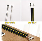 20Ft Cord Covers for Wires on Floor, 3-Channel Floor Cord Cover with Anti-Slip Base & Yellow Warning Strips, Extension Cord Covers for Floor, Ideal for Home, Office, Outdoor Use