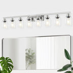 DIKAIDA 52inch Brushed Nickel Vanity Light Fixtures, 8 Light Brushed Nickel Bathroom Vanity Lights Over Mirror, Matte Nickel Modern Bathroom Wall Lighting for Mirror Bedroom,Living Room