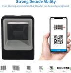 Handsfree 2D 1D Barcode Scanner,Alacrity QR Omnidirectional Desktop Bar Code Reader Scanner, Capture Barcodes from Mobile Phone Screen, Black