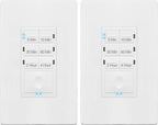 ENERLITES 4-Hour Countdown Timer Switch, 5-10-30-60 Min, 2-4 Hour, for Bathroom Fans, Lights, 120VAC Neutral Wire Required, UL Listed, HET06-W-2PCS, White, 2 Pack