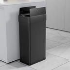 TLSUNNY 13.2 Gallon Automatic Trash Can, Stainless Steel Motion Sensor Garbage bin, Smart Trash Can W/Butterfly Lid, Bag Retainer Ring and Display Light for Living Room,Kitchen,Office (Black, 50L)