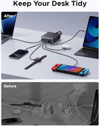 UGREEN 100W USB C Charging Station, 6-Port GaN Desktop Charger with 4 USB-C & 2 USB-A, Smart Power Distribution for MacBook Pro/Air, Dell XPS, iPad, iPhone 17/16/15, Galaxy S25/S24, Pixel 10/9