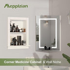 Recessed Medicine Cabinet for Bathroom Niche for Shower Wall for Bedroom,14x18 in Wall Shower Niches,Medicine Cabinet with Storage,Bathroom Wall Niche Insert for Drywall,MDF,Fully Assembled