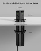 Motorized Pop Up Outlet,2 PD 45W USB C Charging Station, 3.15 in Hole Desktop Power Grommet Electrical Power Outlets Insert in 4AC 4 USB Ports 15W Wireless Charger for Kitchen Countertop