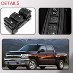 Power Window Master Control Switch Front Left Driver Side fit for 2007-2013 Chevy Silverado GMC Sierra 1500 2500HD 3500HD Traverse HHR Buick Enclave Replaces OE 25789692, 20945129, 25951963, 20945224