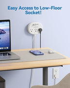 Power Outlet Relocator with Adhesive- 5 FT, 1625W Wall Mounted Extension Cord with 3 AC Outlet 4 USB (24W/4.8A), Peel and Stick Outlet for Easy Access to Low-Floor Socket