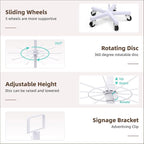 YEOOE Upgraded Retail Display Stand 7 Tier Spinning Display Stand, Movable Shop Spinner Rack with Hooks, Retail Display Racks for Jewelry Keyring Hats Socks Toys (White)