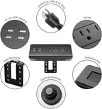 Emerising 2-Pack Desk Edge Mount Power Strips with 4 USB Ports & 3 AC Power Outlets for Home and Office Desktop Charging Bucket