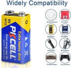 PKCELL 9V Batteries, 4 Pack 9 Volt Batteries Carbon Zinc, 9V Battery for Smoke Detector, Alarms, 6F22 Square Battery