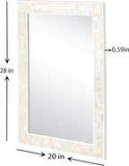 Tanmicoshomy 20x 28 Inch Rectangle Wall Mirror, Natural Shell Framed Rectangular Mirror for Bathroom, Vanity, Bedroom, Living Room, Entryway, Wall Mounted Horizontal or Vertical, White