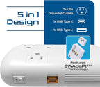 Ceptics 300W Travel Voltage Converter, 220V to 110V 50Hz to 60Hz Step Down for Curling Iron, Straightener, 1 USB, 1-USB-C 18W, SWadApt A B C E/F G I