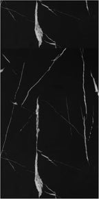 Dundee Deco Faux Marble Wall Panels - 2 ft X 4 ft - Glossy, Waterproof Indoor Wall Cladding - Black, White Veins - Set of 4 - Covers 31 sq ft