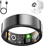 Smart Health Ring for Women Men, Fitness Tracker Ringwith Heart Rate, Blood Oxygen, Sleep Tracker, stepTracker, No Subscription Fee,lP68 Waterproof Smart Ringfor iPhone & Android (Black. 6#)