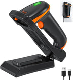 Tera 1D 2D QR Barcode Scanner with Adjustable Folding Stand and Charging Cradle, Wall Mountable 2.4G Wireless & USB 2.0 Wired QR Bar Code Reader with Vibration Alert Model D5100-Fold
