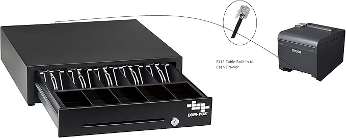 EOM-POS Hardware Bundle for Square - Cash Drawer, Mounting Brackets, Thermal Receipt Printer [Compatible with Square Stand and Square Register]
