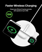 Belkin MagSafe Charger, 3-in-1 Wireless Charging Stand, 2ND GEN, 33% Faster for Apple Watch, iPhone 16, iPhone 15, iPhone 14 Series, AirPods - MagSafe Charging Station for Multiple Devices - White