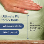 RV Short Queen Sheet Set 60 X 75 - 4 Piece RV Short Queen Bed Sheets - Soft, Breathable & Cooling - Designed for Bunks, Trailers & Campers - Fits 8” to 12" Mattress - Luxury Bedding - Light Sage Green