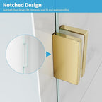 Shower Glass Panel, 35" W x 78.75" H Fixed Shower Screen Panel with 3/8"(10mm) SGCC Clear Tempered Glass, Frameless Walk in Shower Door for Bathroom (Bright Gold, 35" W x 78.75" H)