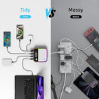 120W GaN USB C Charger Block Fast Charging, MultiPort USB Charging Station with Rainbow Gradient Light & LED Display for iPhone, Samsung Galaxy, iPad, Tablet, Laptop, Drones, Headphones