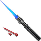 Bright Fire Torch Lighter Butane Refillable, Long Jet Flame Butane Lighter with Long Handle, Adjustable Windproof Lighters for Cooking Fireplace Camping BBQ Lighters Gift for Man (Without Fuel) Black