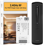 BTF-LIGHTING RC07RFB & C01RF RF 2.4GHz Wireless Tuya Controller Kit Magnetic Wall-Mounted, Dim Brightness,Touch Slide Control for PWM(+V -V) 2PIN SMD FCOB Single Color LED Strip Light DC5V DC12V DC24V