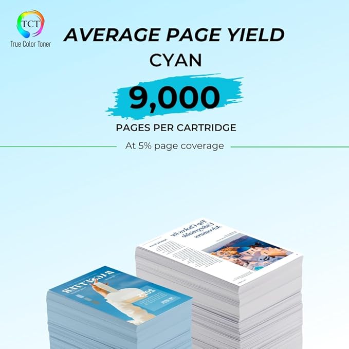 TCT TN810XL Cyan Toner Cartridge - Compatible Replacement for Brother TN-810XL Cyan High Yield Works with Brother HL‐L9410CDN L9430CDN EX470W MFC‐L9610CDN L9630CDN Printers (9,000 Pages)