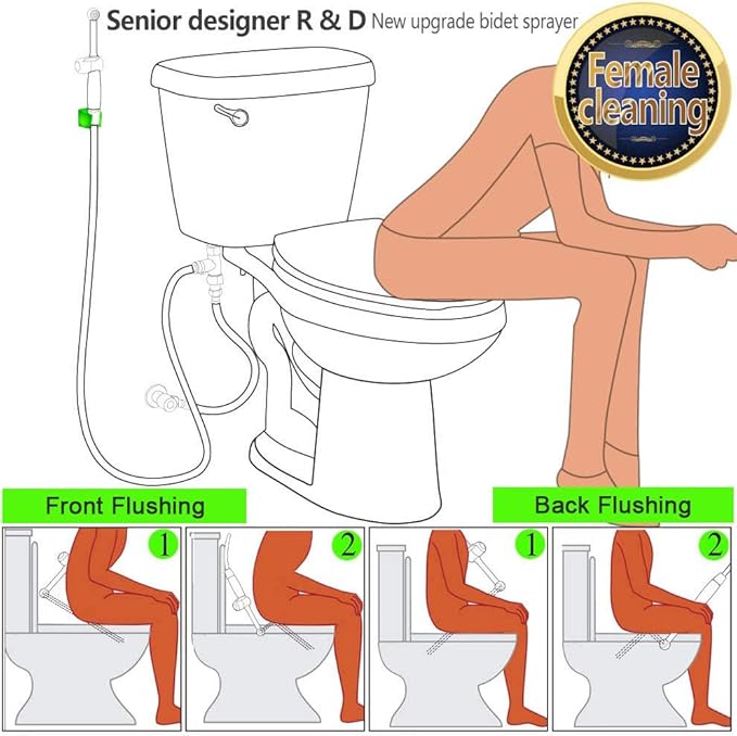 Handheld Bidet Sprayer for Toilet, Hand Held Bidet Attachment, Cloth Diaper Toilet Sprayer Brass 7.9" Bidet Wand, Adjustable Water Jet Spray for Toilet with Backflow Preventer, Chrome