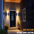 wowlite Modern Porch Lights White 2 Pack, Dust to Dawn Outdoor Light, Waterproof Outdoor Wall Lights Exterior Up and Down Lighting, 13" Square Outdoor Wall Sconce Lights for House Garage Front Door