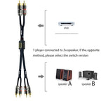 Arklove 20ft Shielded RCA Plug Splitter Stereo Audio Video Cable 2 Male to 4 Male Dual Speaker Y Adapter Connector Extension Cord 24k Gold Plated 1 Input 2 Output