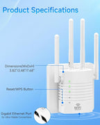 WiFi Extender Supports 105 Devices, 1.2Gbps Home Signal Booster,WiFi Extender Signal Booster with Dual Band 5GHz/2.4GHz, WiFi Booster Up to 12880 Sq.ft, EasyMesh Compatible, One Ethernet Port