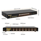 JideTech HDMI USB KVM Switch 8 Port Up to 4K@30Hz Resolution with USB 2.0 Hub Support Hotkey Mouse Switching for Linux, Windows, Mac, Unix