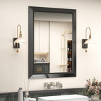 SMIROR Matte Black Bathroom Mirror for Over Sink 28x 36 inch, Metal Thick Frame Rectangle Vanity Mirror for Wall, Anti-Rust, Horizontally or Vertically Mounted