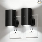 Brightown 2 Pack Black Night Lights Plug into Wall, Modern Night Light with Rotating Plug, Dusk to Dawn Sensor, 0-100LM Stepless Dimming Aora Night Light for Hallway Bedroom Bathroom, Pure White