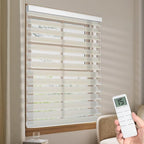 Tokblind Motorized Sheer Shade with Remote Control, Light Filtering Electric Roller Blind Compatible with Alexa via Hub, Rechargeable Smart Window Shade Custom Size (Light Filtering Texture Beige)